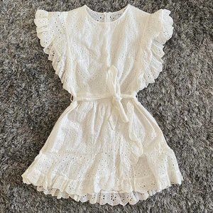 white mini dress eyelet